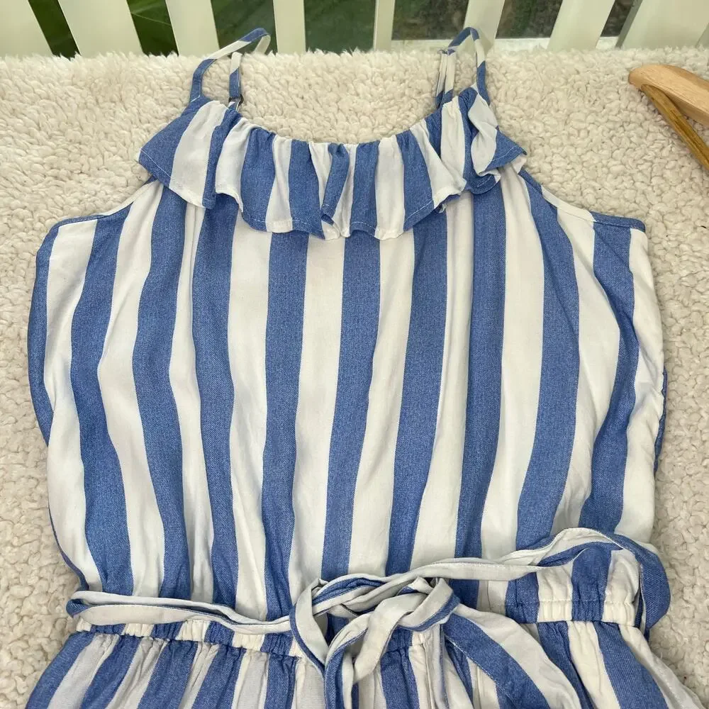 Abercrombie Kids Blue and White Stripe Romper 15/16